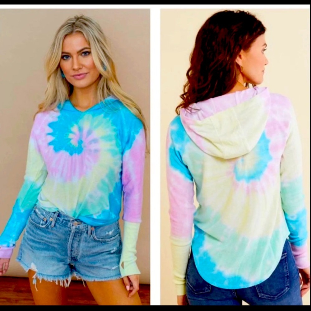 Chaser Tie Die Raglan Sleeve Knit Hoodie